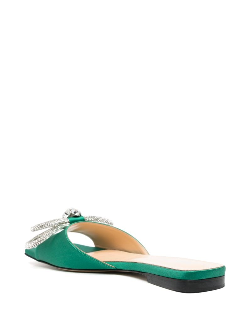 Green Double Bow Flat Sandals