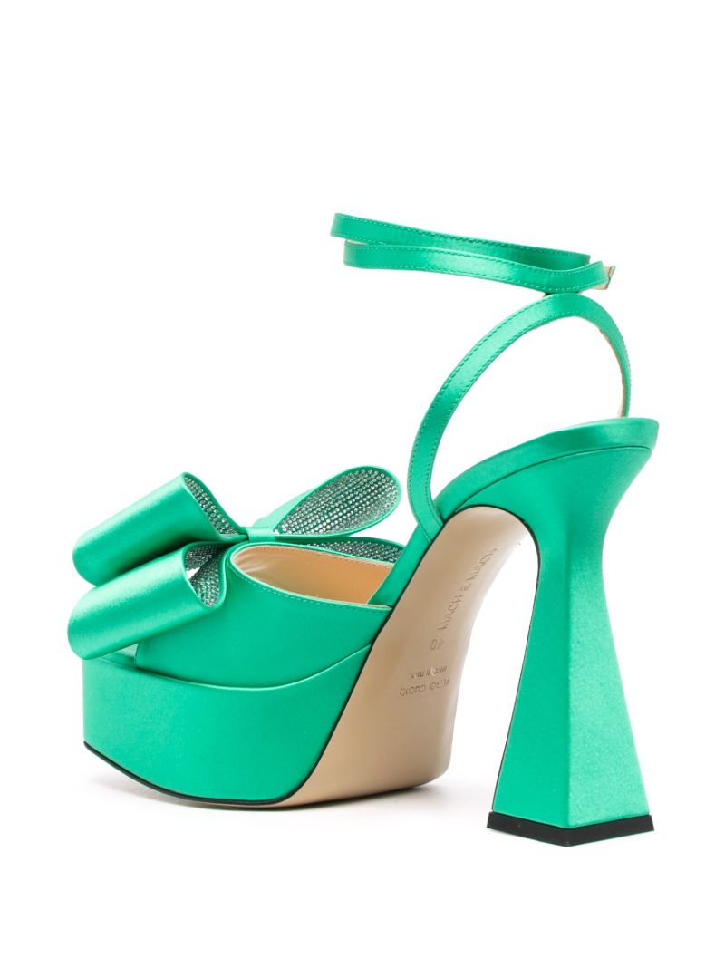 Green Cadeau 140 Bow Detail Satin Sandals