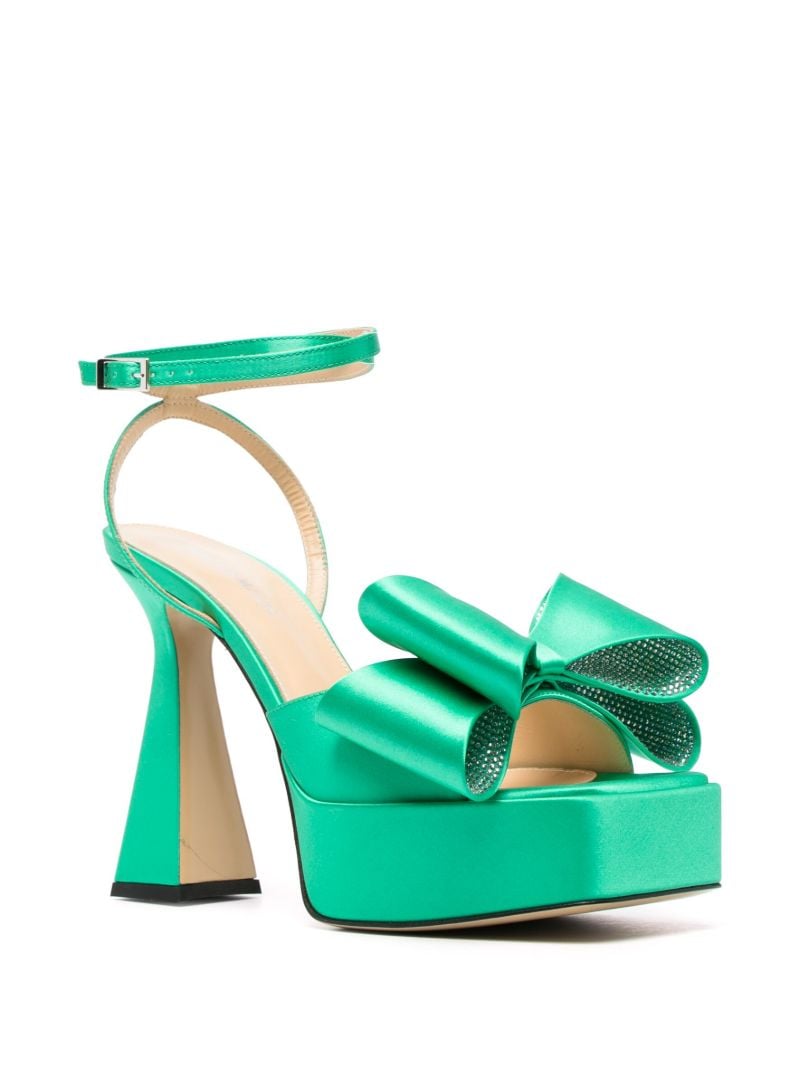 Green Cadeau 140 Bow Detail Satin Sandals