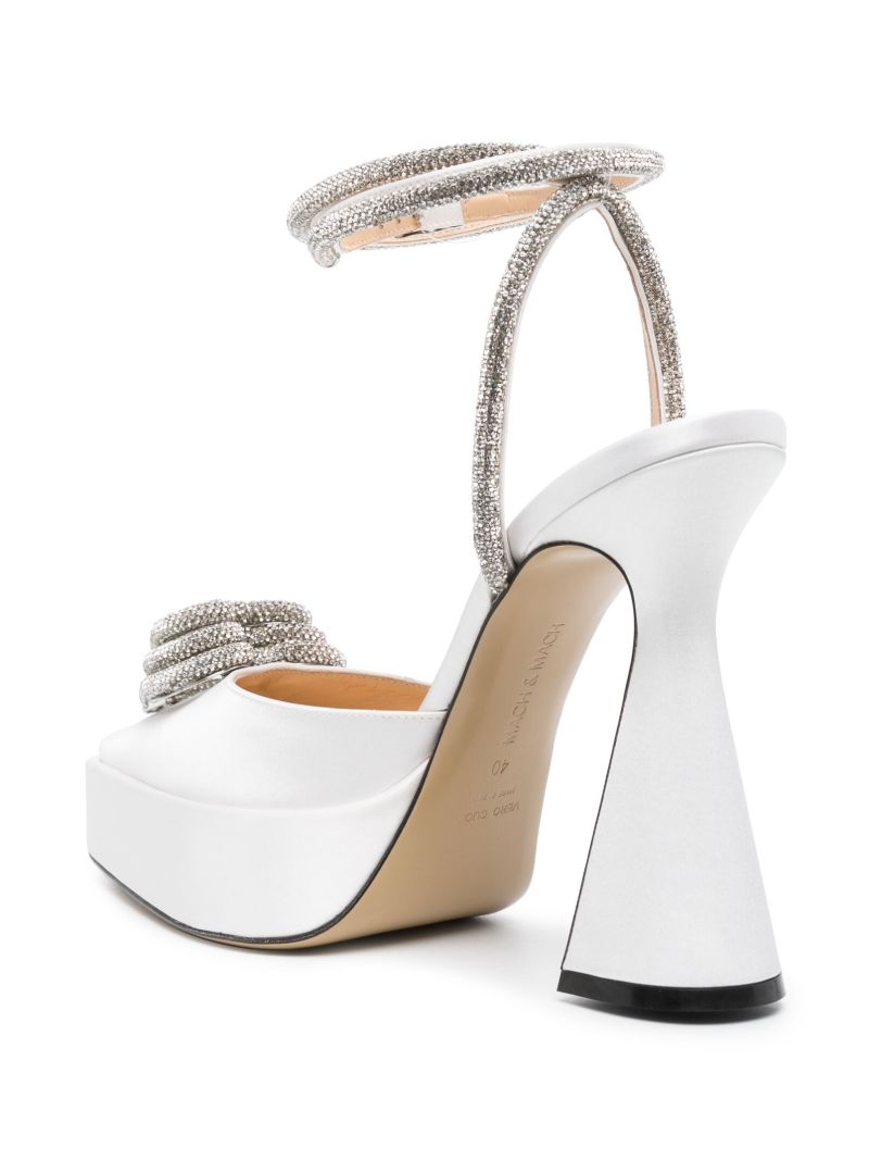 White Triple Heart 140 Platform Pumps