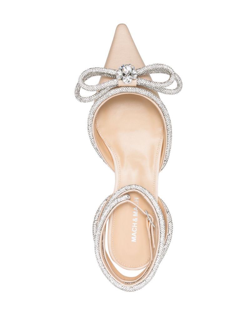 Beige Double Bow Flat Pumps
