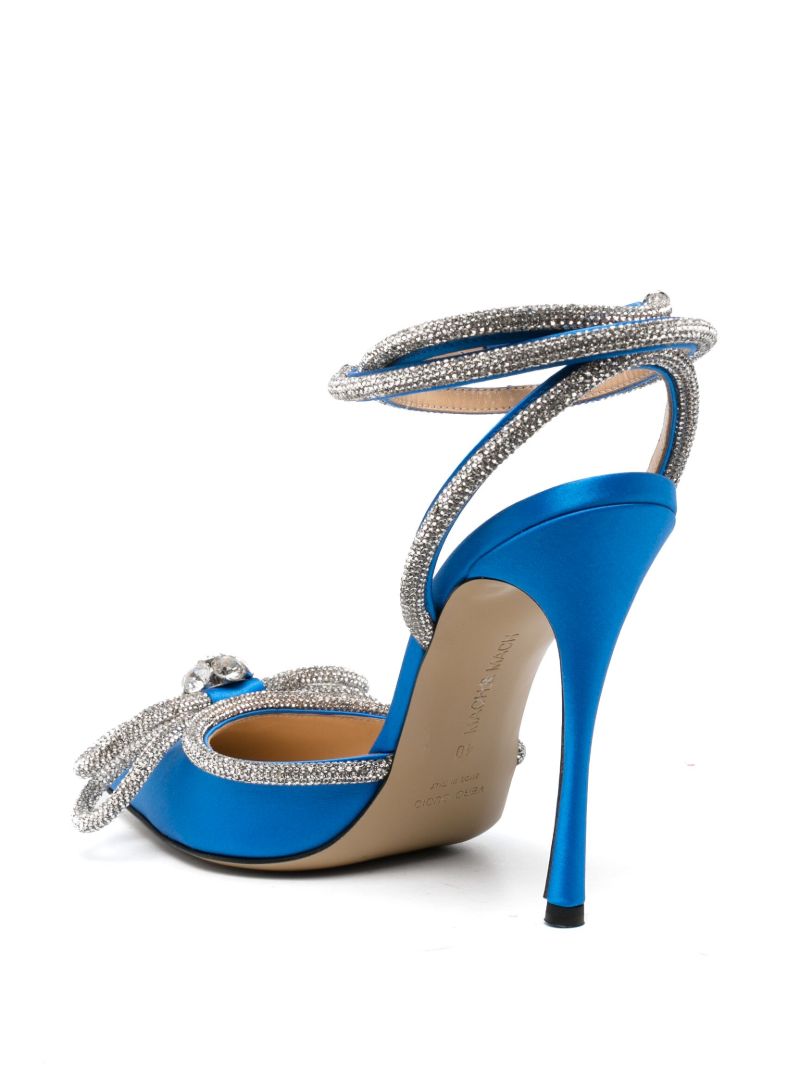 Blue Double Bow 110 Crystal Satin Pumps