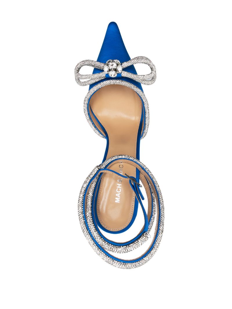 Blue Double Bow 110 Crystal Satin Pumps