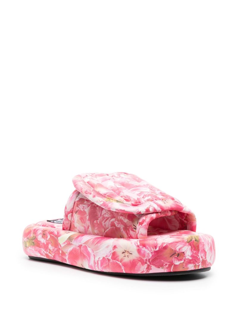 Pink Floral Print Flat Slides