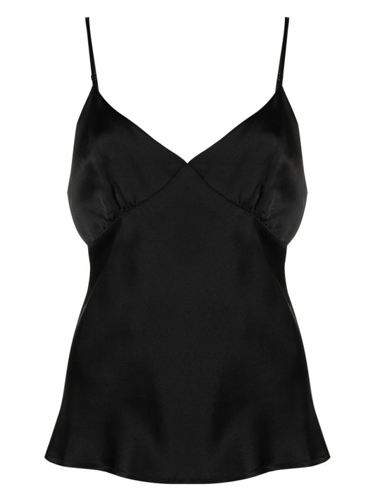 Black Silk Cami Pajama Top