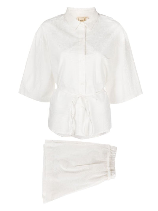 White Organic Cotton Seersucker Pyjamas