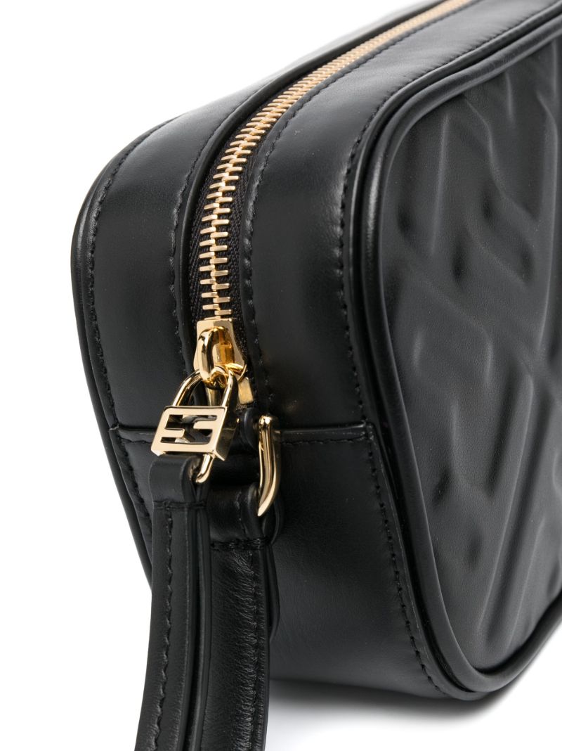 Black Embossed Leather Camera Bag