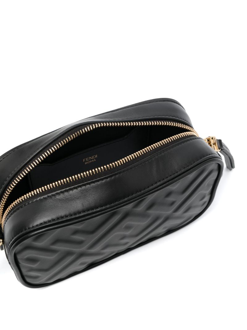 Black Embossed Leather Camera Bag