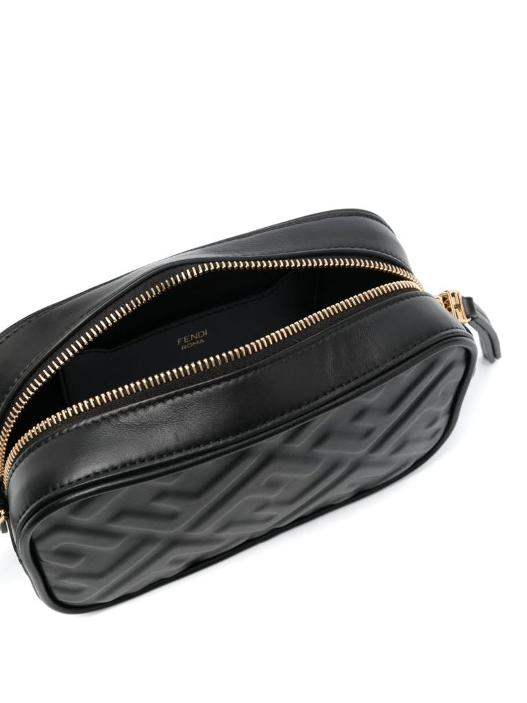 Black Embossed Leather Camera Bag