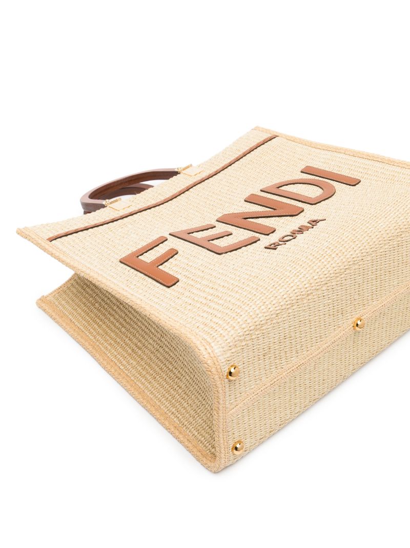 Beige Logo Patch Tote Bag