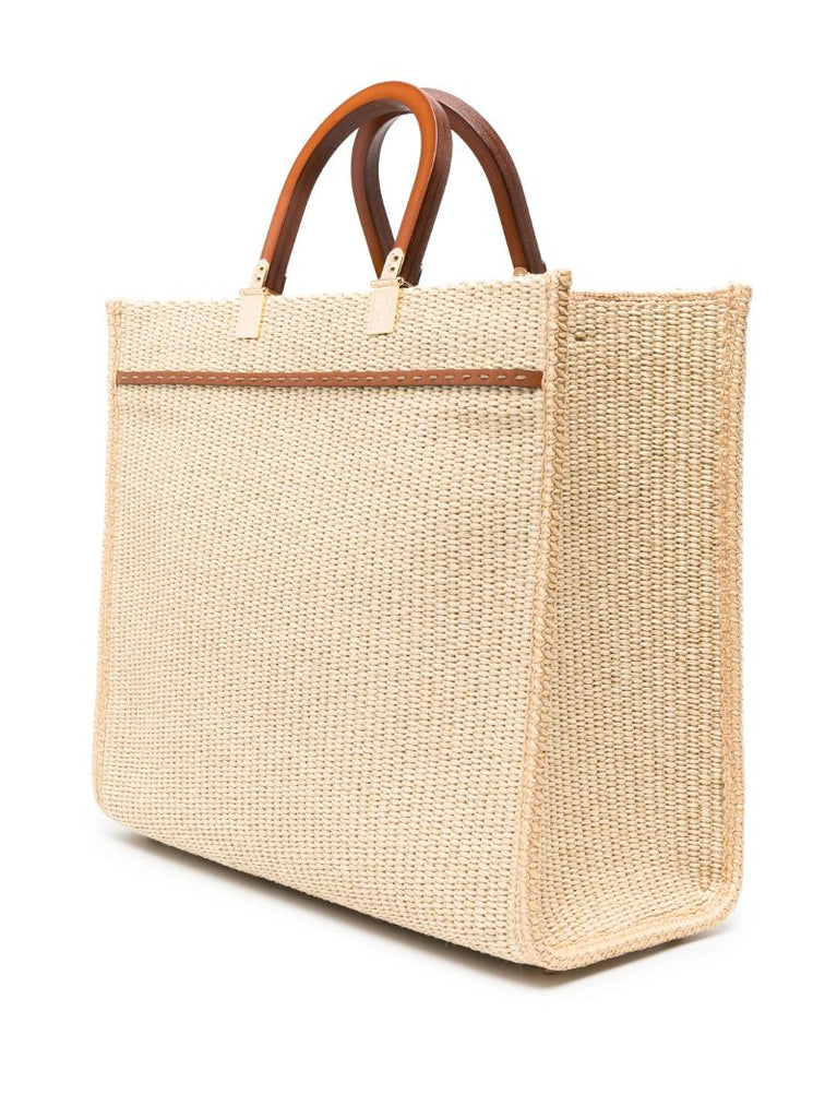 Beige Logo Patch Tote Bag