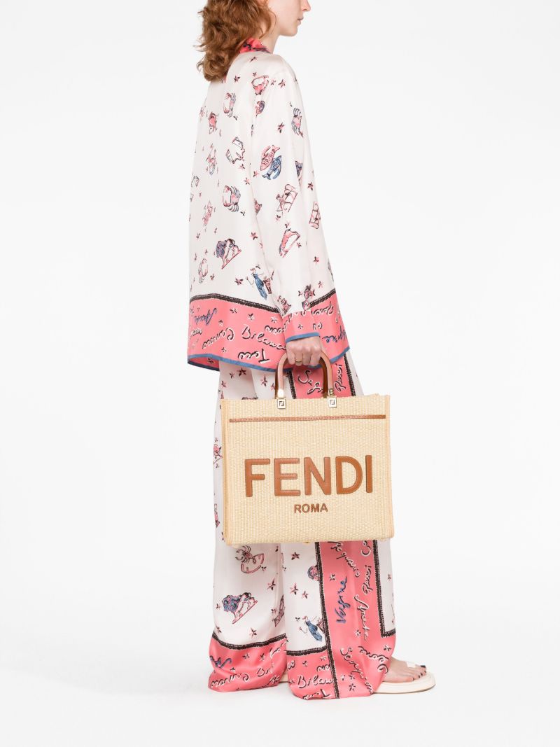 Beige Logo Patch Tote Bag