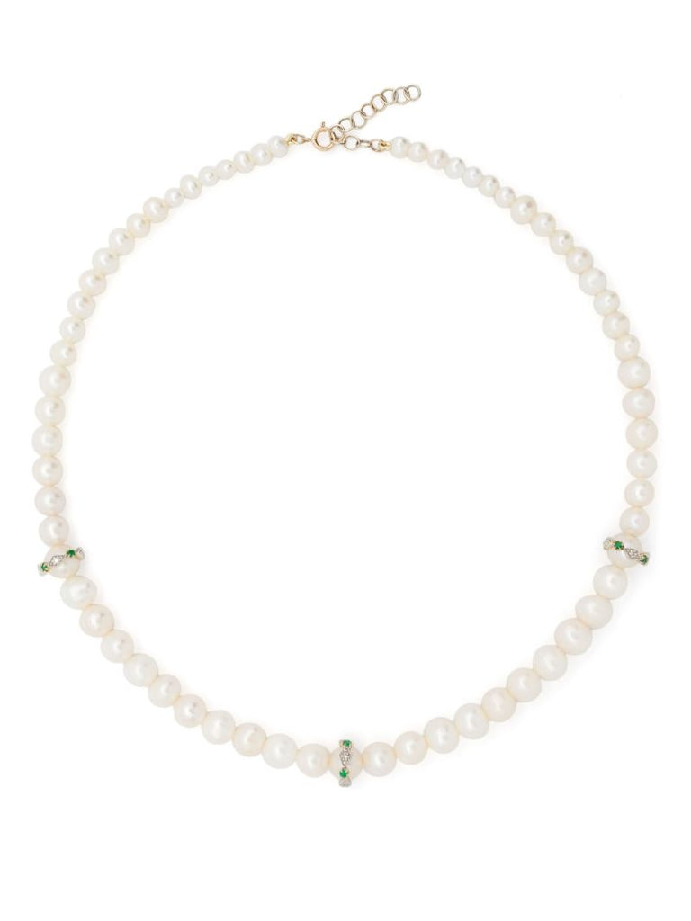 9k Yellow Gold Chelsea NÃ_x0082_Â°2 Pearl and Diamond Necklace