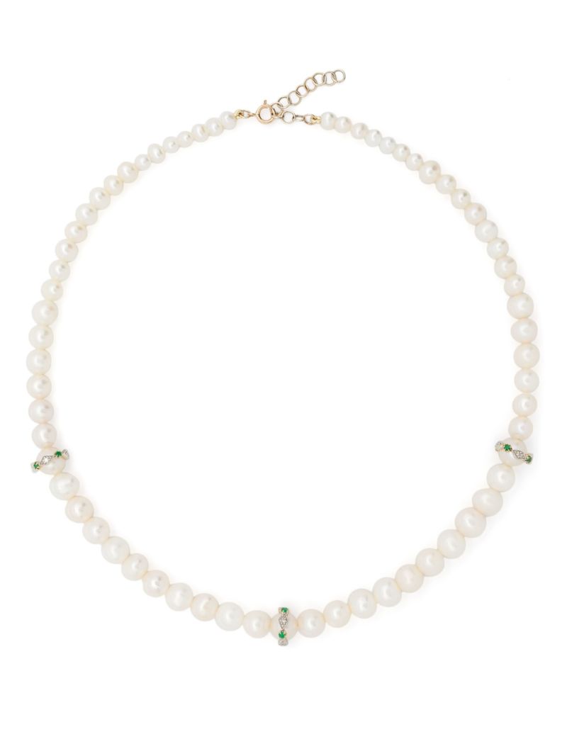 9k Yellow Gold Chelsea NÃ_x0082_Â°2 Pearl and Diamond Necklace