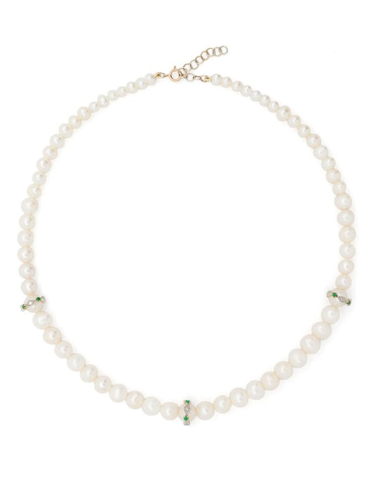 9k Yellow Gold Chelsea NÃ_x0082_Â°2 Pearl and Diamond Necklace