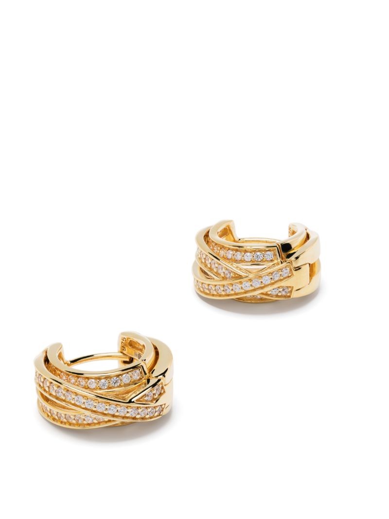 Gold-plated Orb Huggies Crystal Hoop Earrings