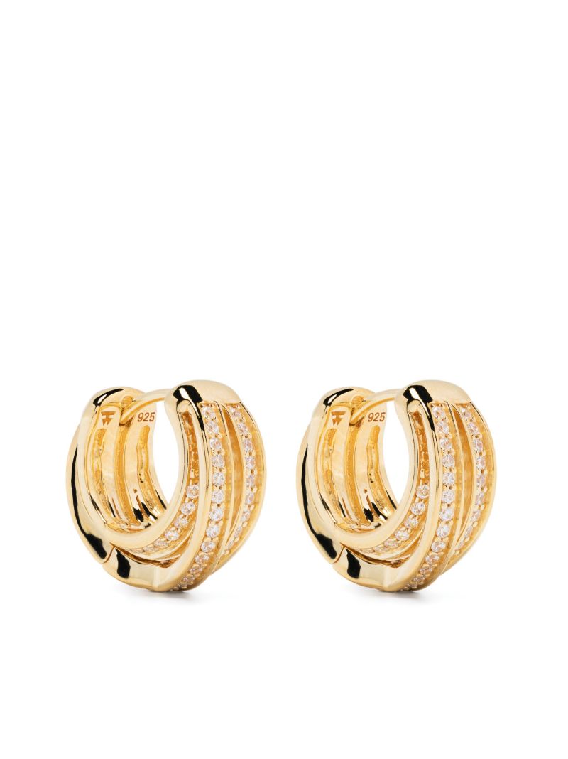 Gold-plated Orb Huggies Crystal Hoop Earrings
