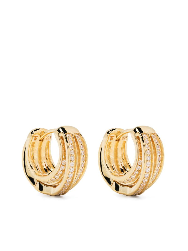 Gold-plated Orb Huggies Crystal Hoop Earrings