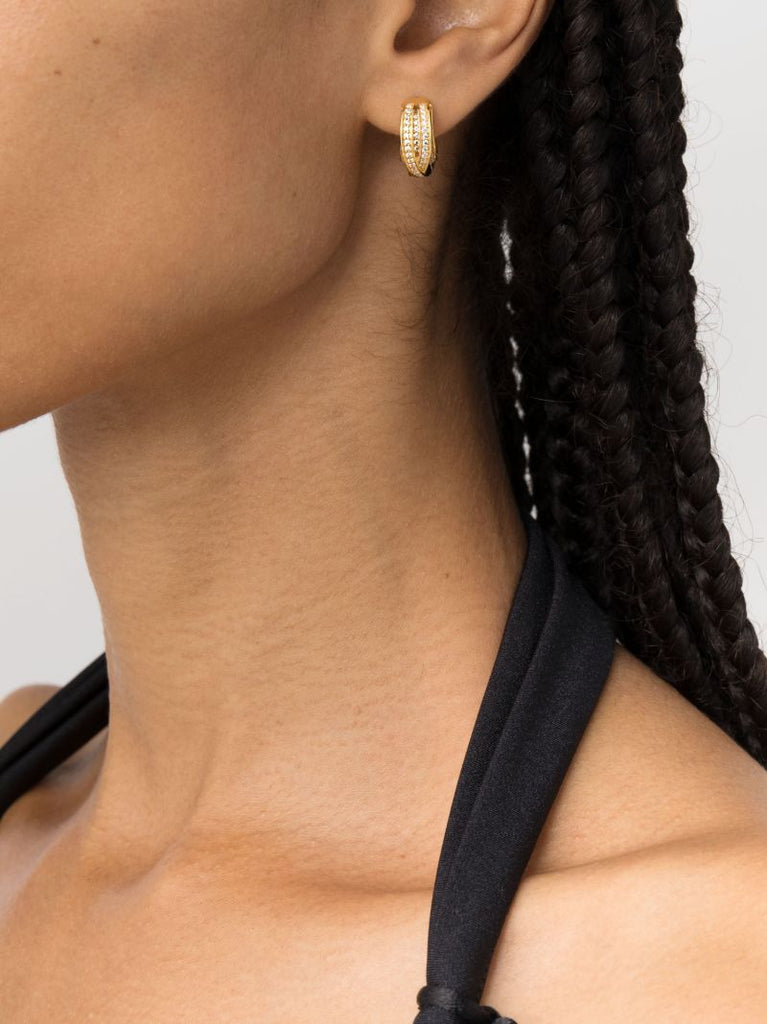 Gold-plated Orb Huggies Crystal Hoop Earrings