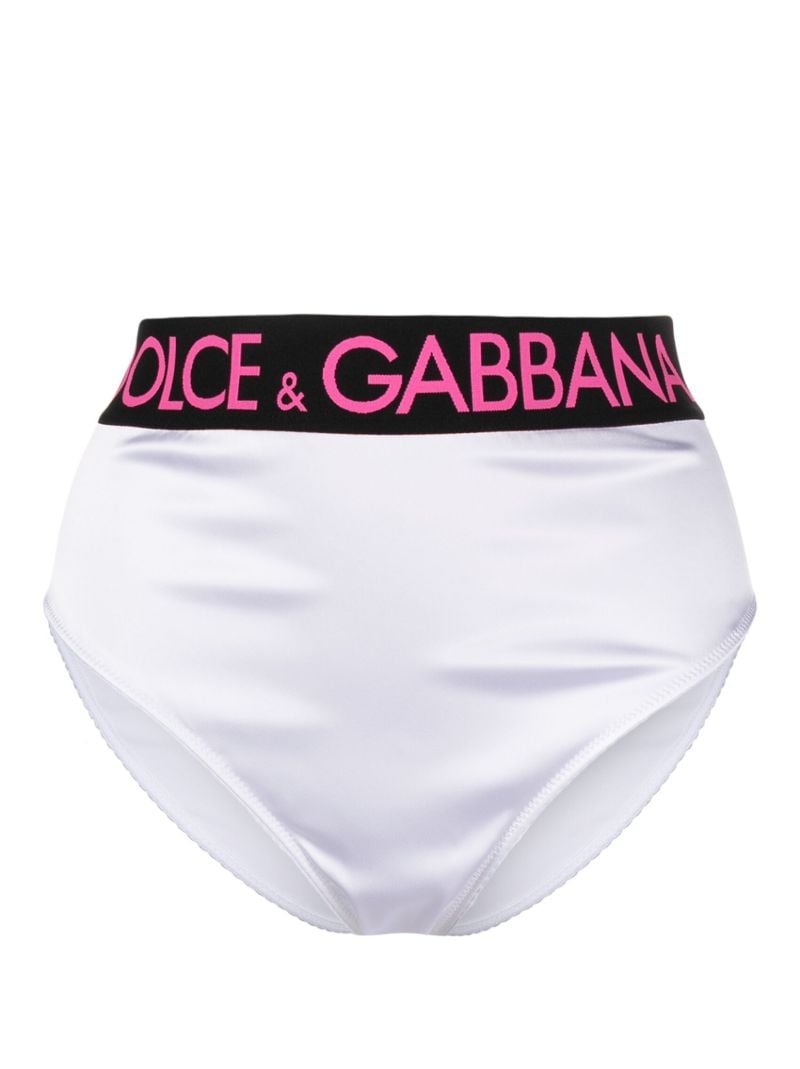 White Logo Waistband High-waisted Briefs