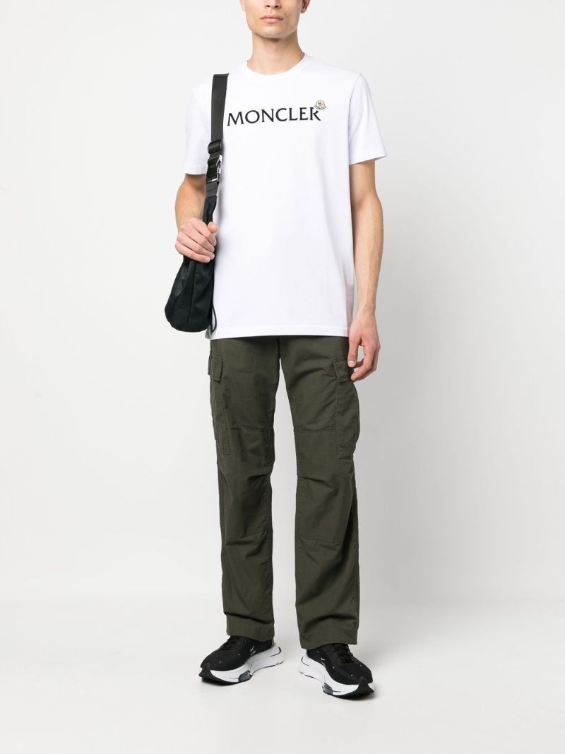 White Flocked Cotton Logo T-shirt