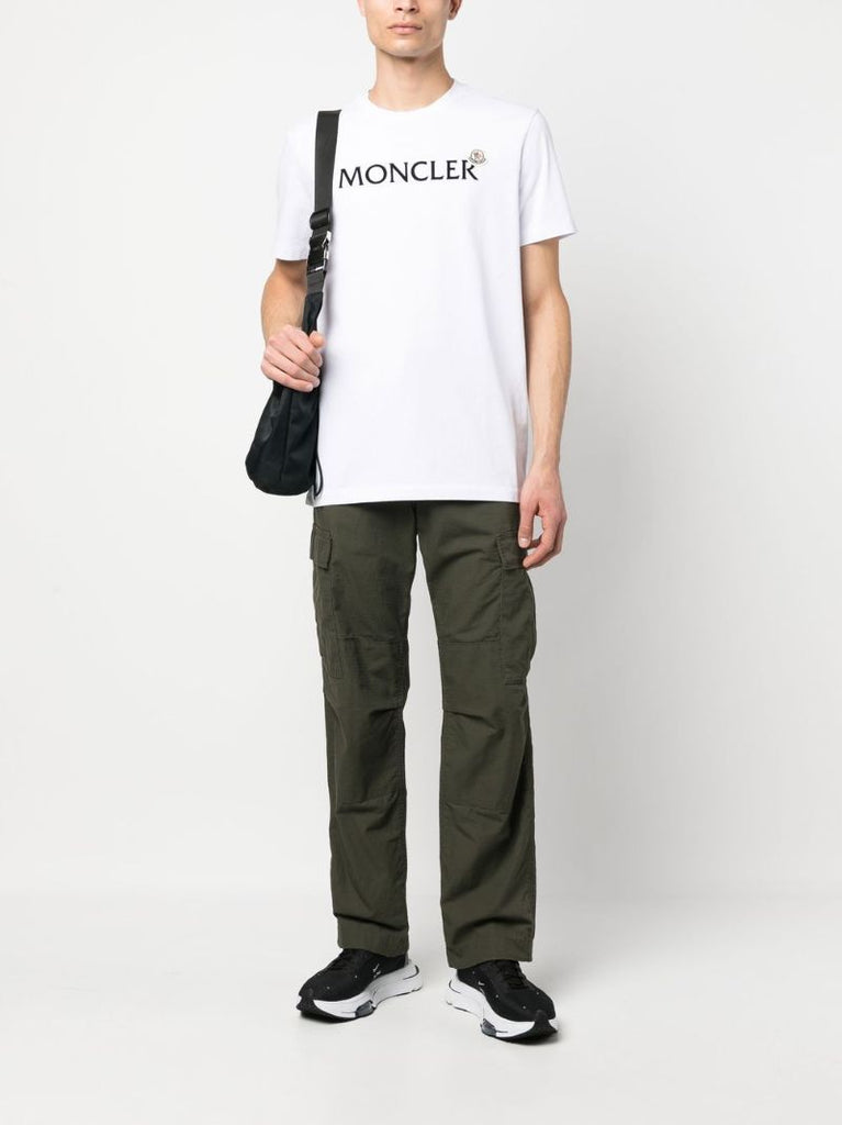 White Flocked Cotton Logo T-shirt