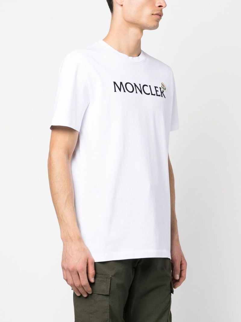 White Flocked Cotton Logo T-shirt