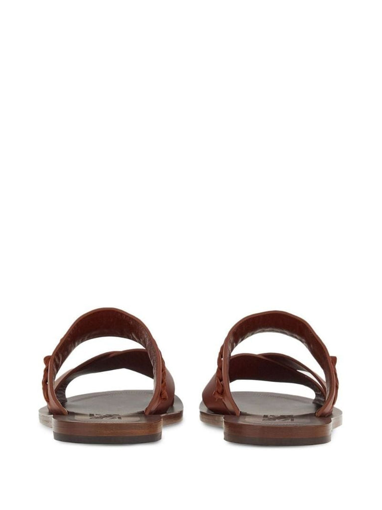 Brown Gancini Leather Sandals