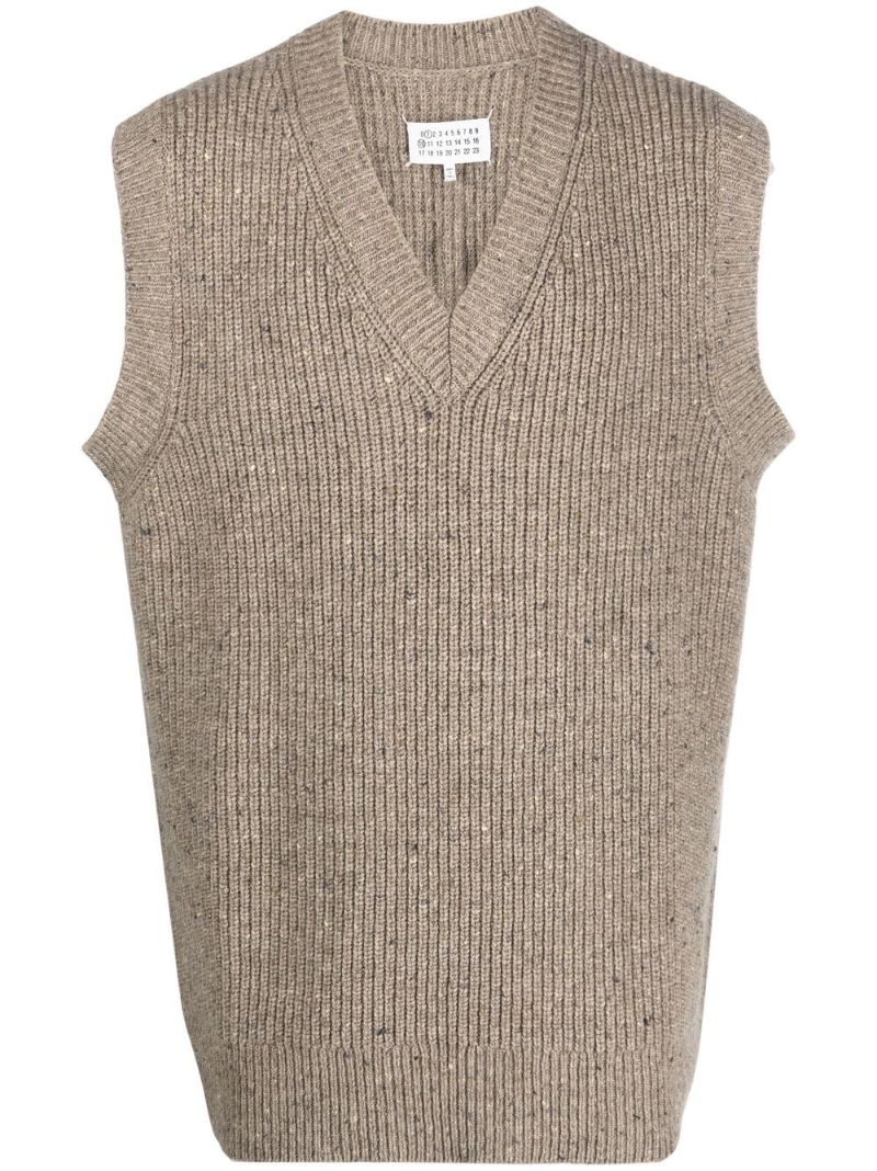 Green V-neck Ribbed Vest