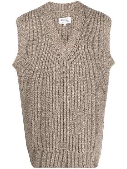 Green V-neck Ribbed Vest