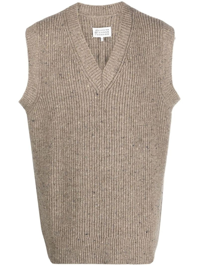 Green V-neck Ribbed Vest