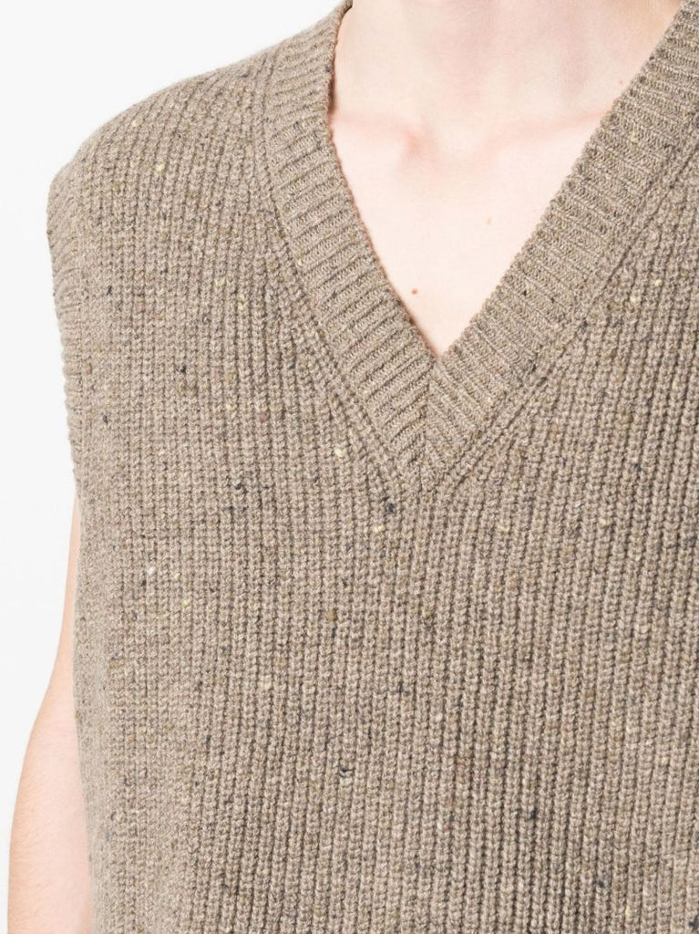 Green V-neck Ribbed Vest