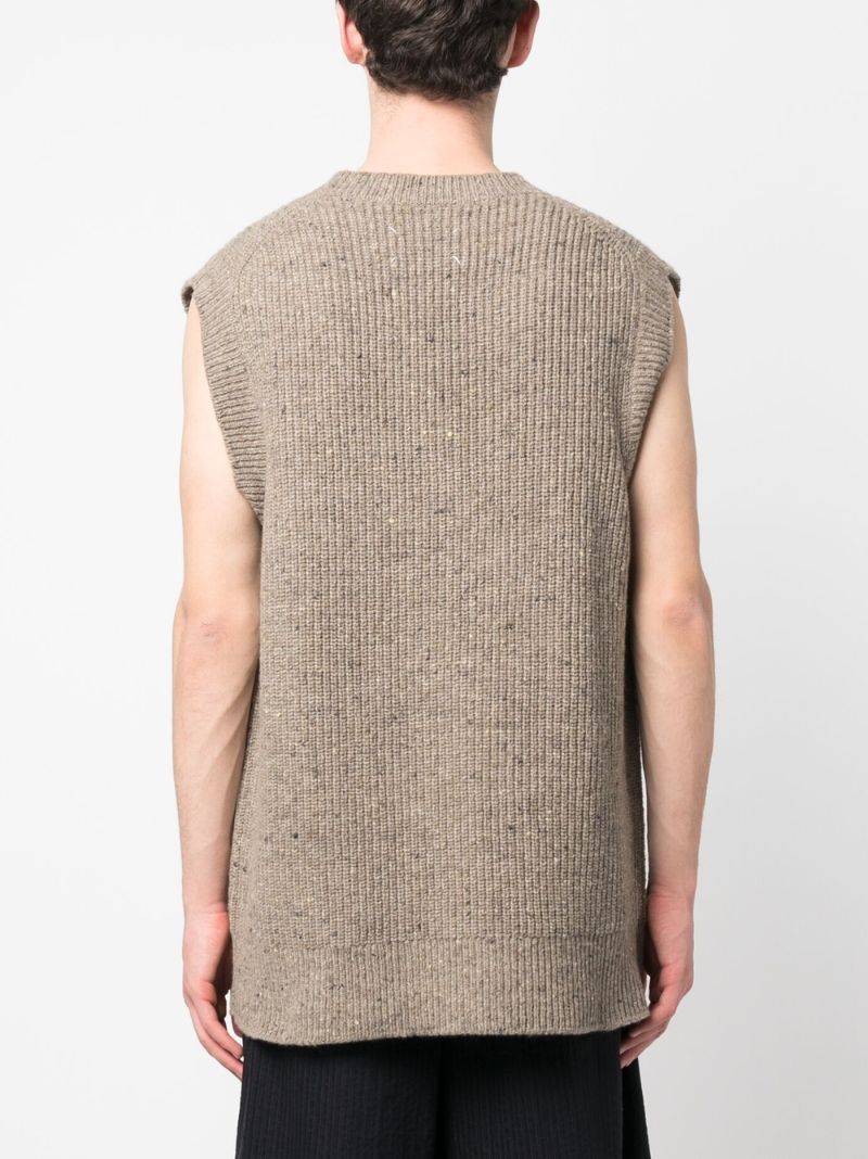 Green V-neck Ribbed Vest