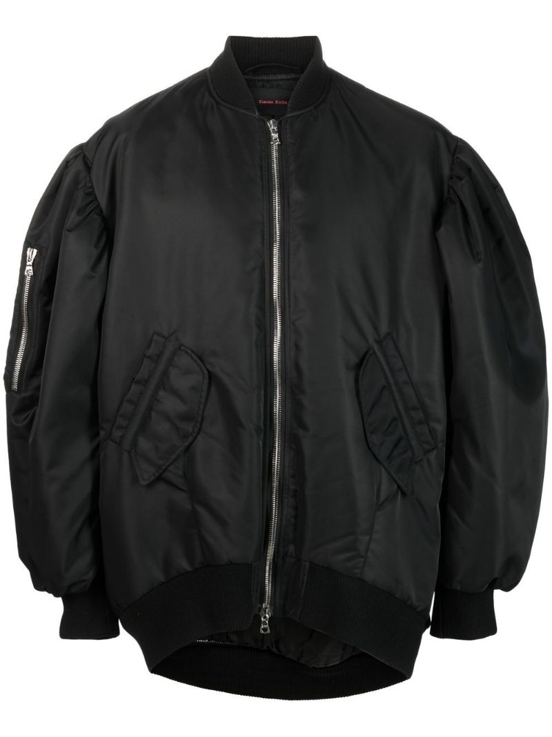 Black Satin Bomber Jacket