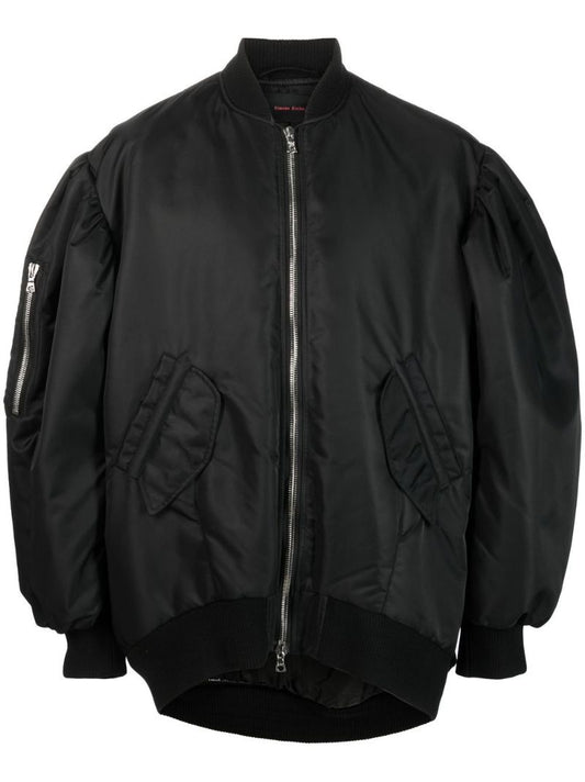 Black Satin Bomber Jacket