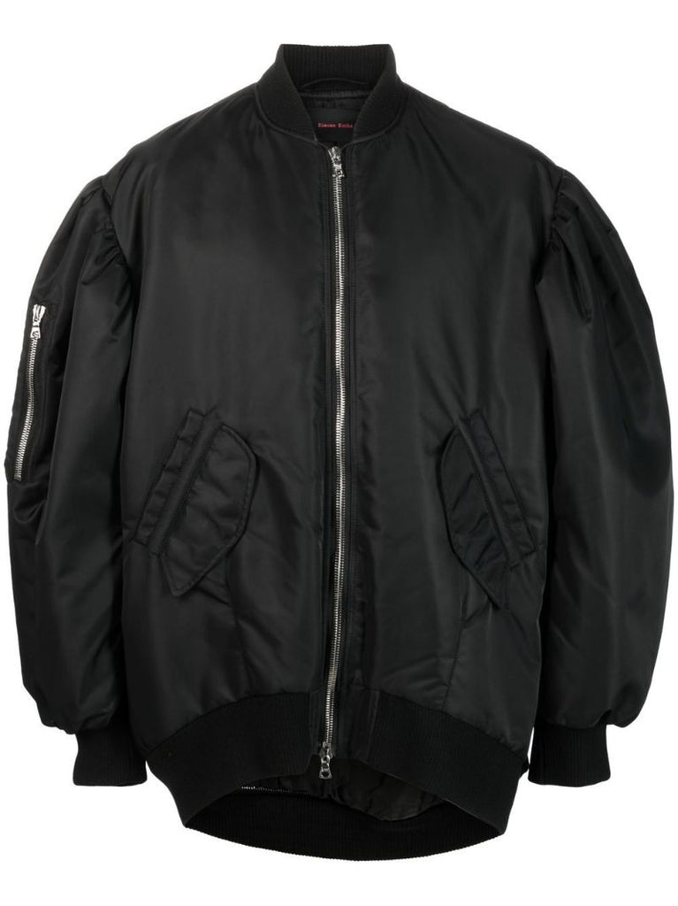 Black Satin Bomber Jacket