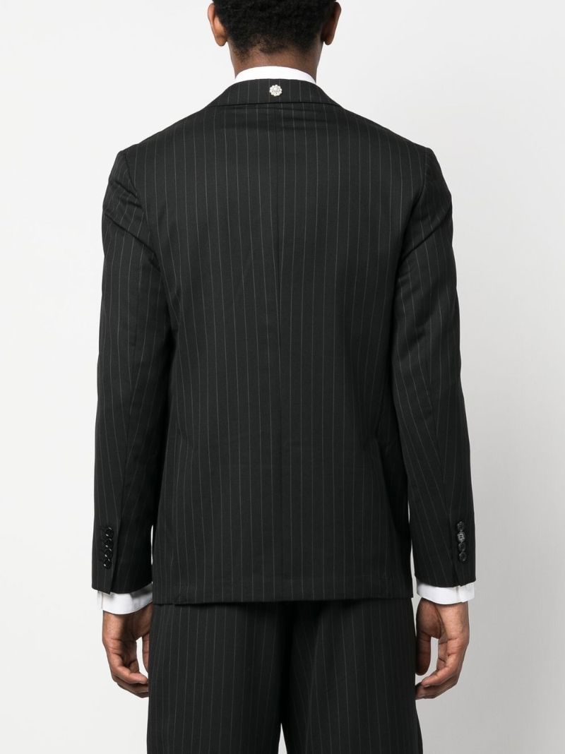 Grey Pinstripe Single-breasted Blazer