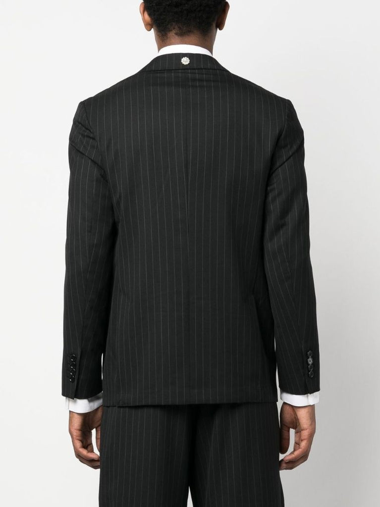 Grey Pinstripe Single-breasted Blazer