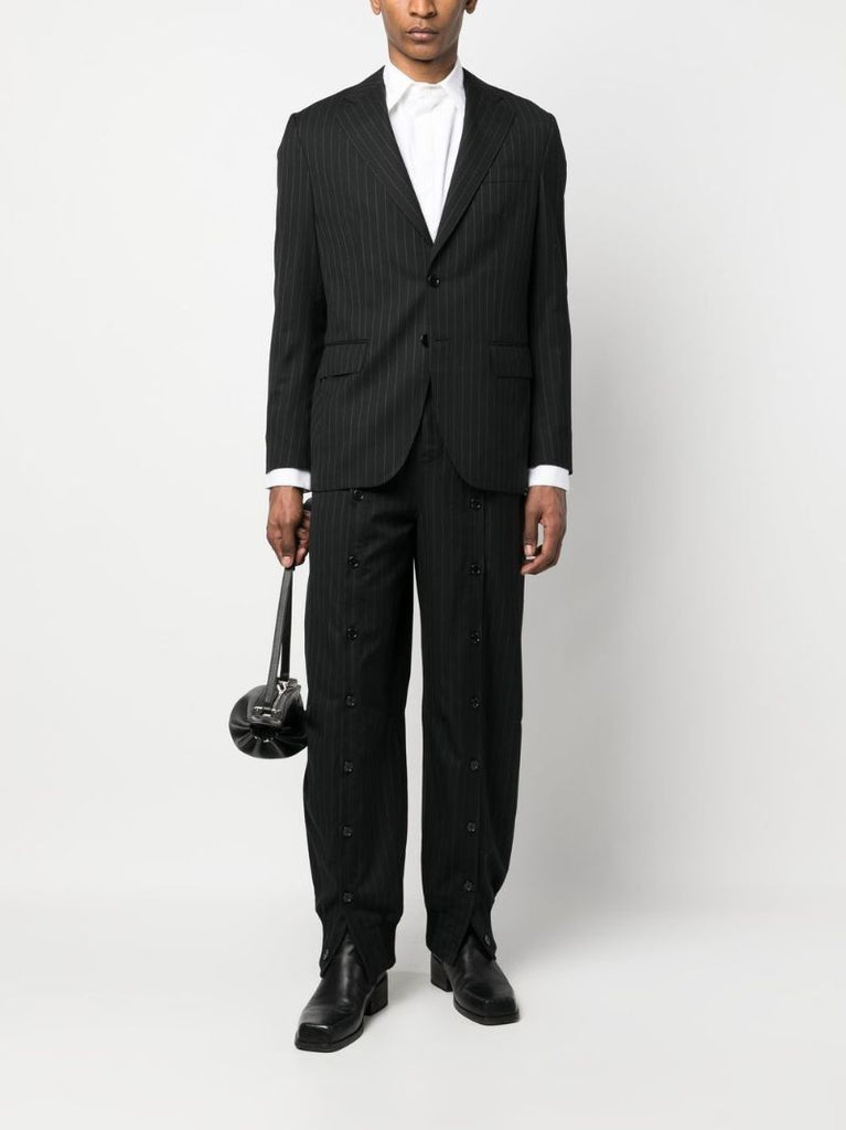 Grey Pinstripe Single-breasted Blazer