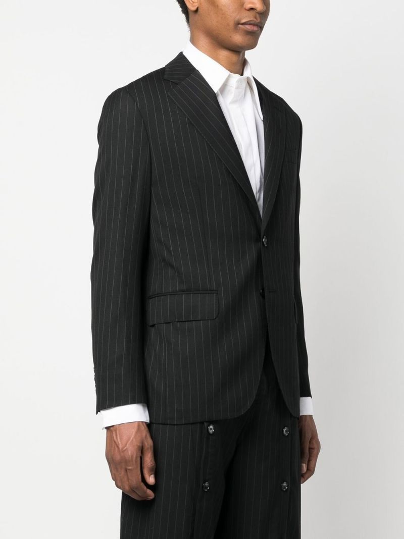 Grey Pinstripe Single-breasted Blazer
