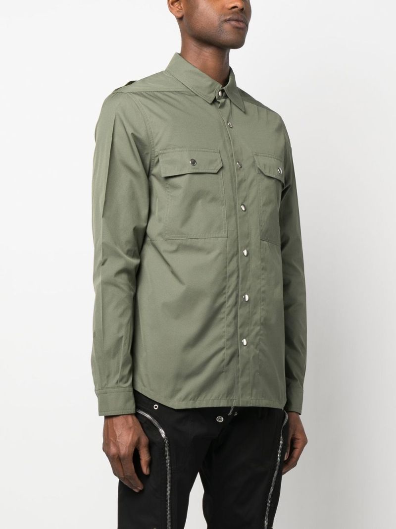 Green Press-stud Long Sleeve Shirt