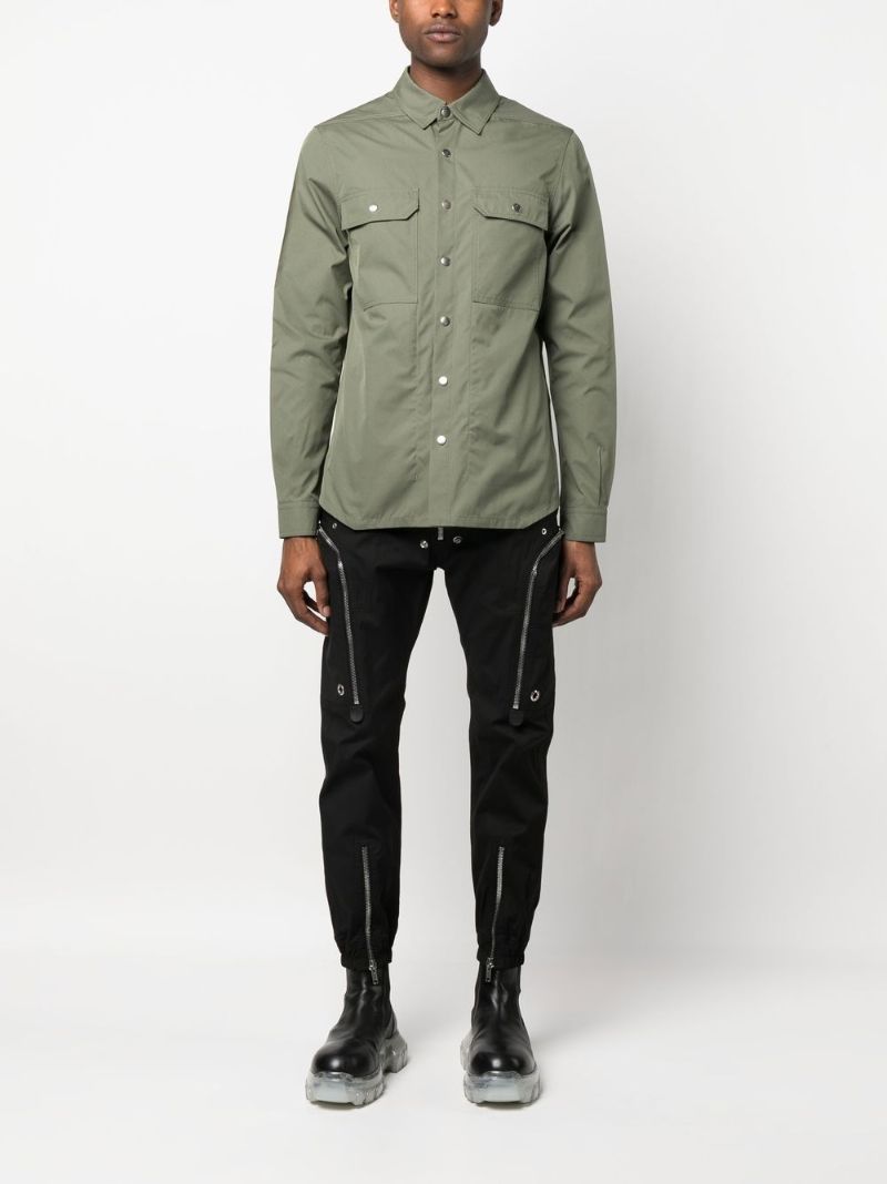 Green Press-stud Long Sleeve Shirt