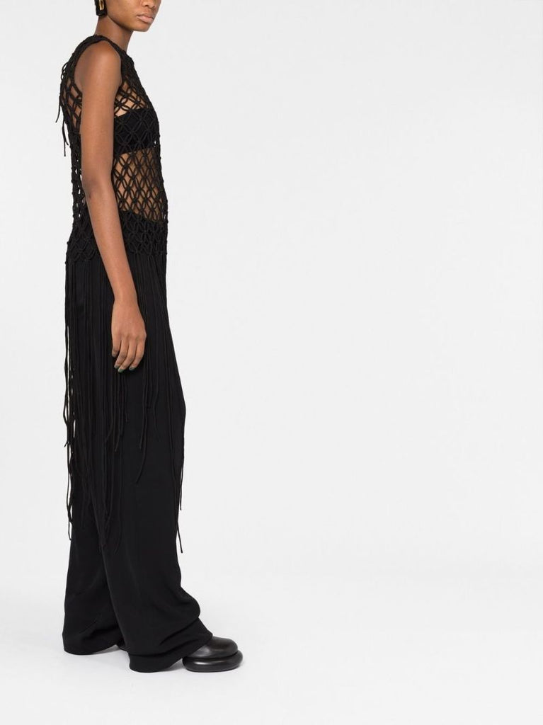 Black Crochet Design Sleeveless Top