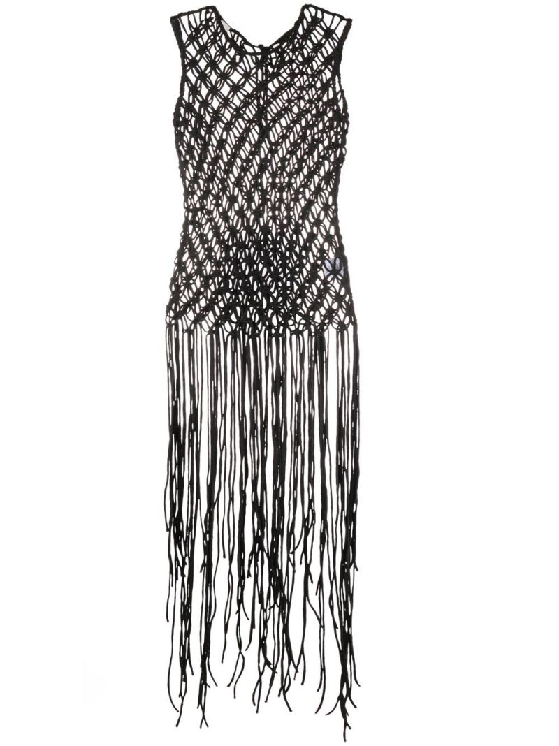 Black Crochet Design Sleeveless Top