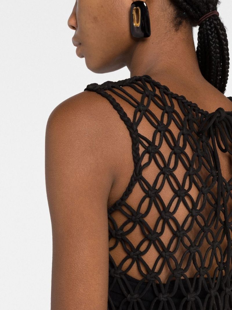 Black Crochet Design Sleeveless Top