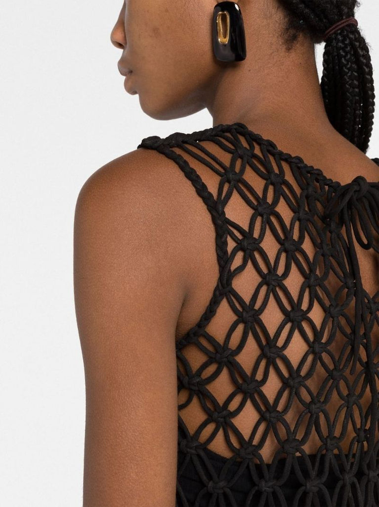Black Crochet Design Sleeveless Top