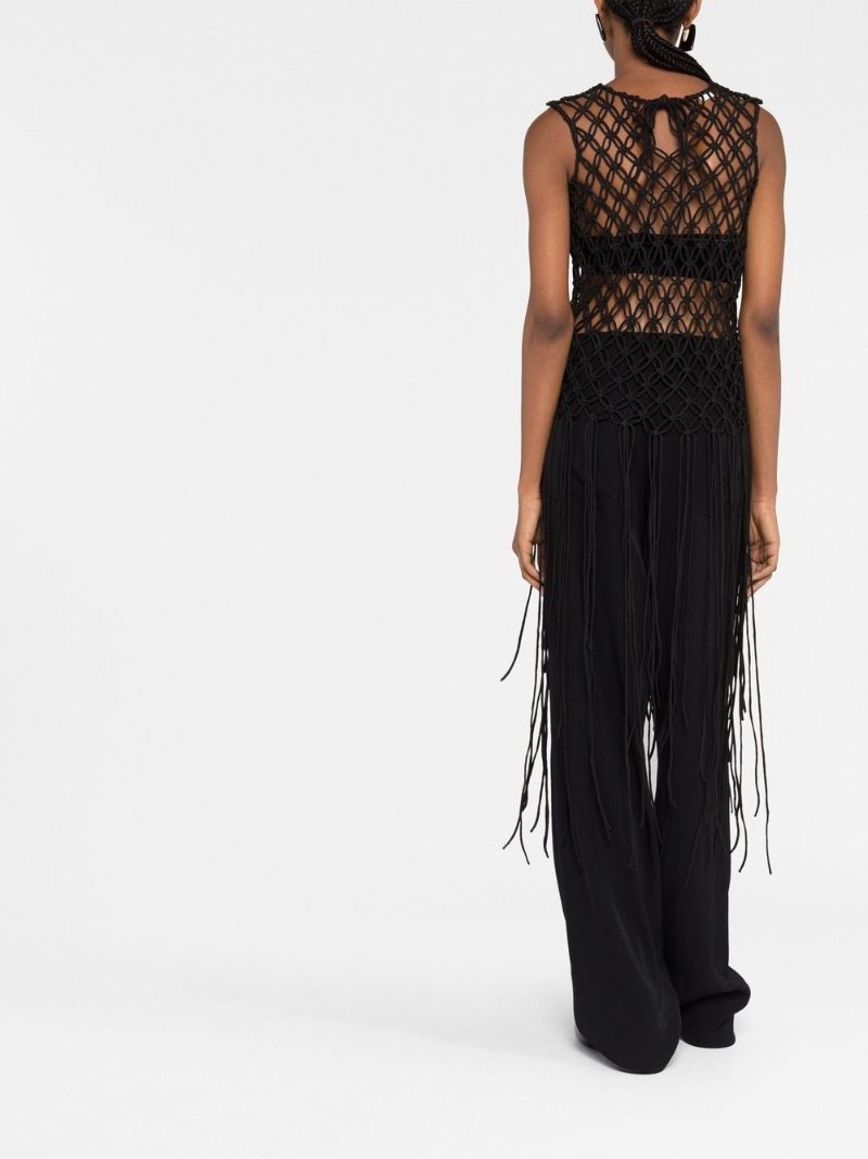 Black Crochet Design Sleeveless Top