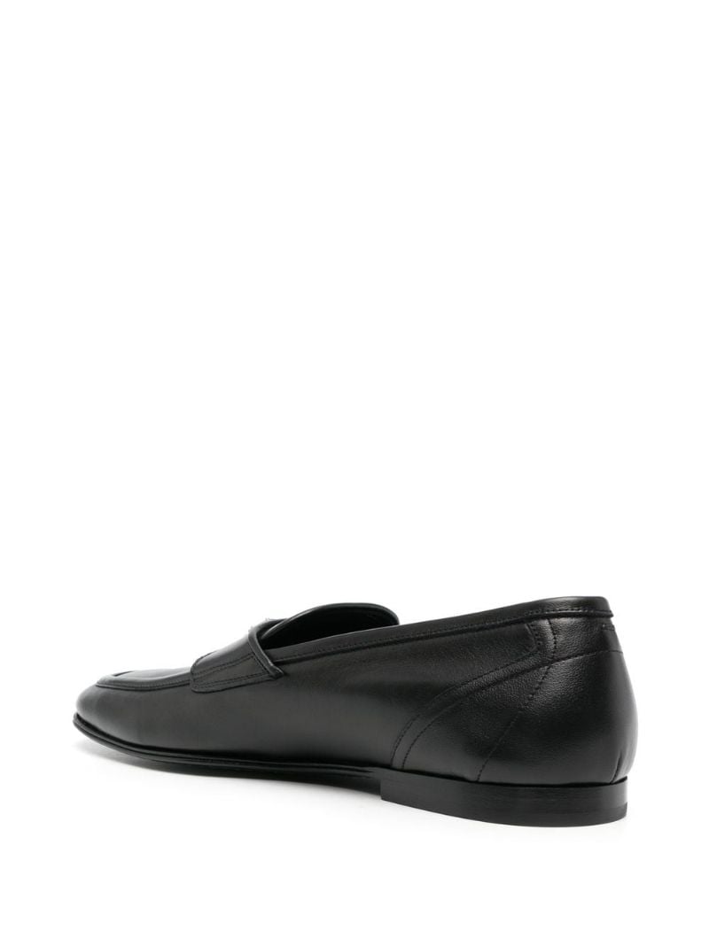 Black Logo Plaque Leather Loafers