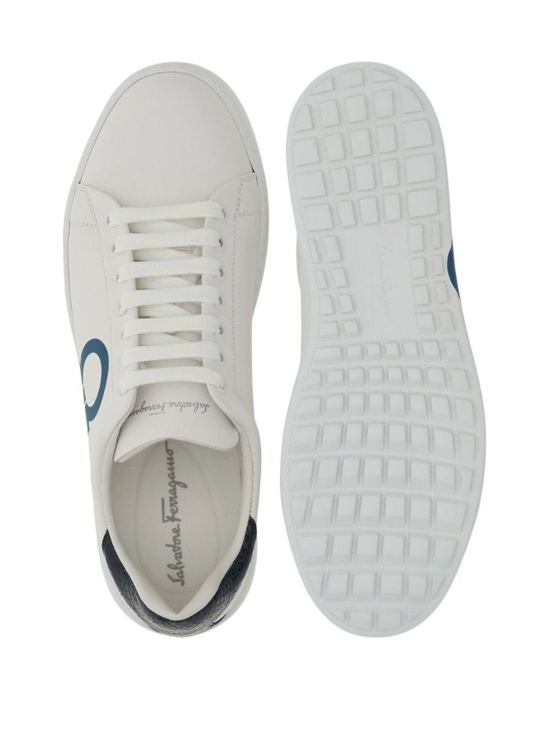 White Gancini Leather Sneakers