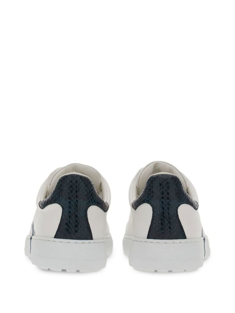 White Gancini Leather Sneakers